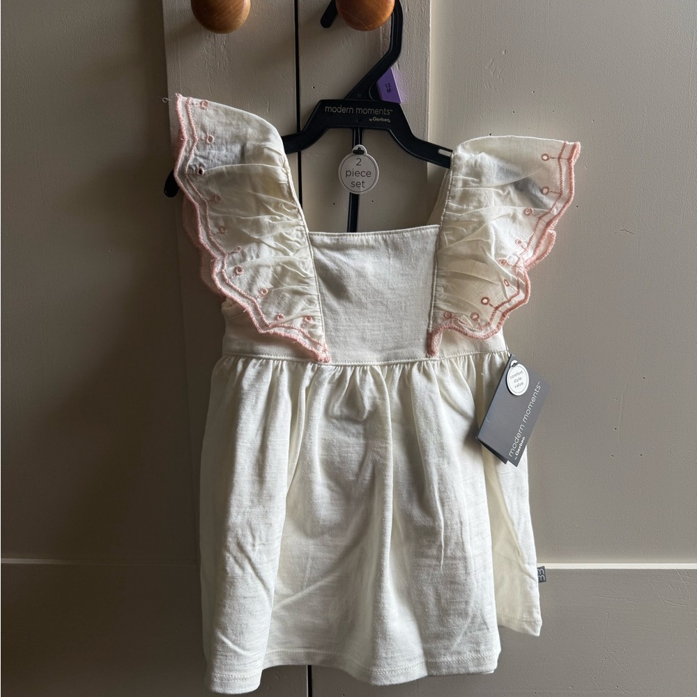 modern moments Cream Ruffle-Sleeve Casual Dress for Girls